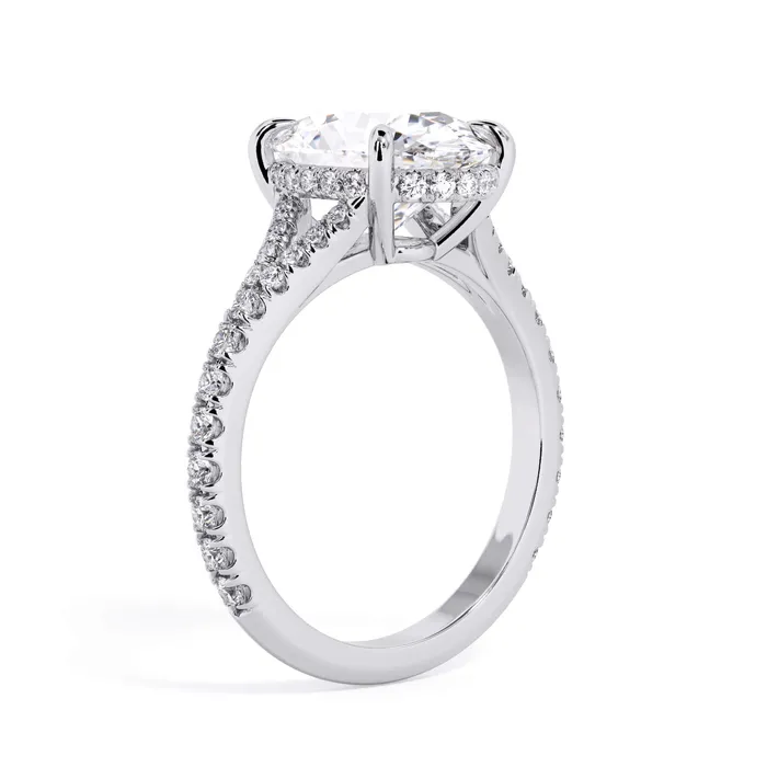 Rings deBebians Split Shank Diamond Pave Engagement Ring with Hidden Halo