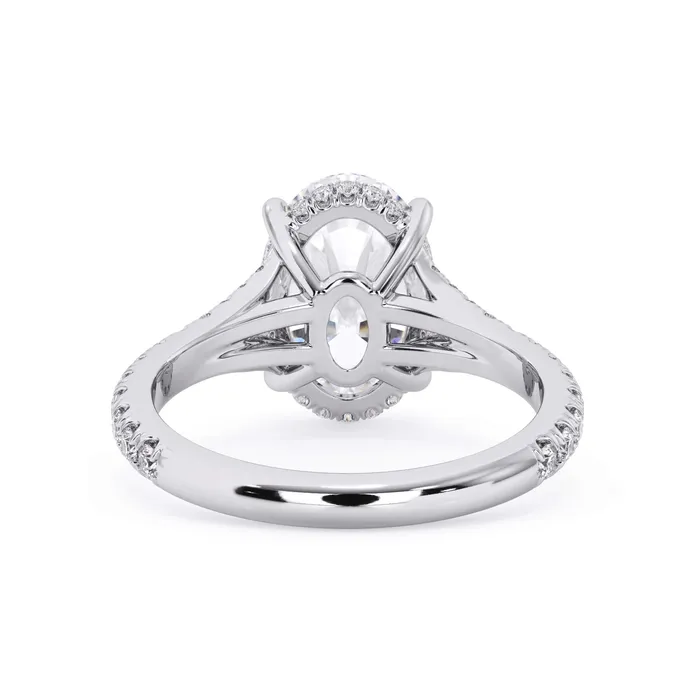 Rings deBebians Split Shank Diamond Pave Engagement Ring with Hidden Halo