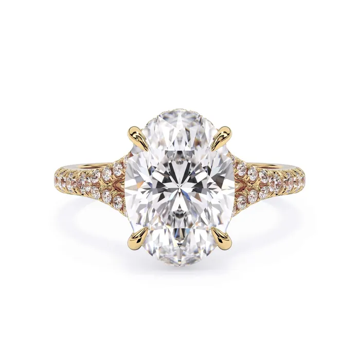 Rings deBebians Split Shank Diamond Pave Engagement Ring with Hidden Halo