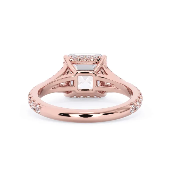 Rings deBebians Split Shank Diamond Pave Engagement Ring with Hidden Halo