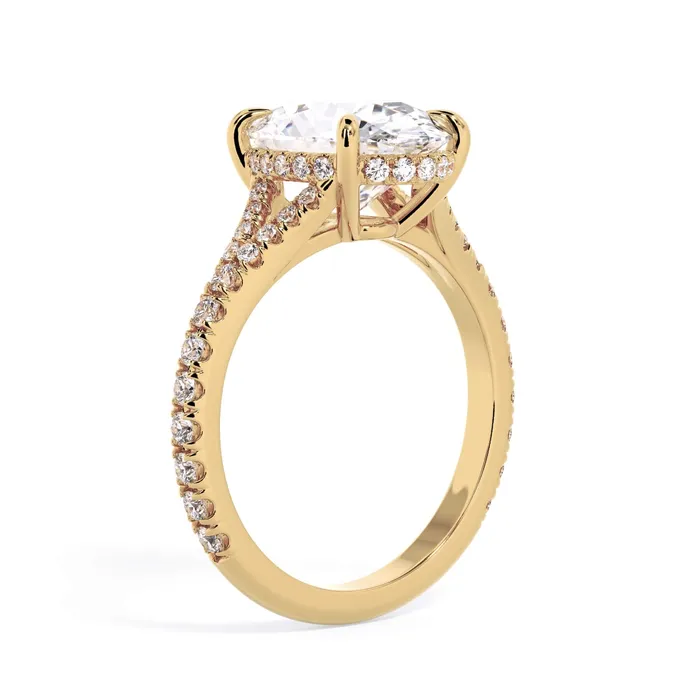 Rings deBebians Split Shank Diamond Pave Engagement Ring with Hidden Halo