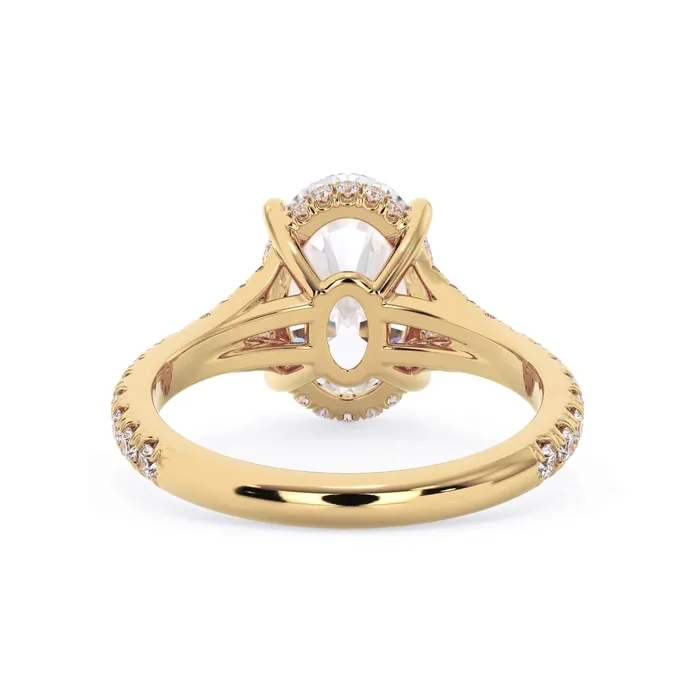 Rings deBebians Split Shank Diamond Pave Engagement Ring with Hidden Halo