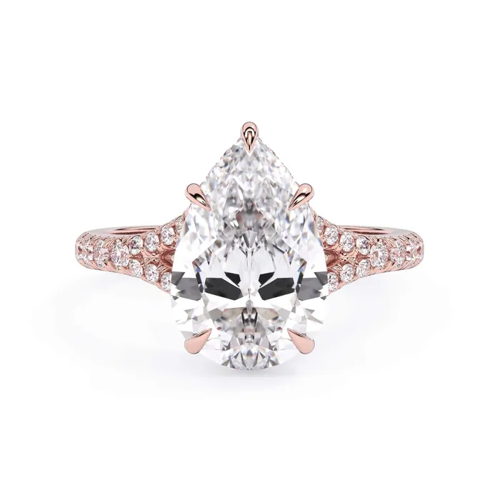 Rings deBebians Split Shank Diamond Pave Engagement Ring with Hidden Halo