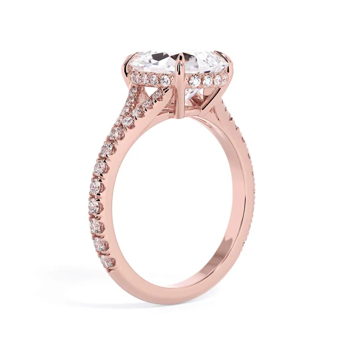 Rings deBebians Split Shank Diamond Pave Engagement Ring with Hidden Halo