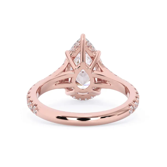 Rings deBebians Split Shank Diamond Pave Engagement Ring with Hidden Halo