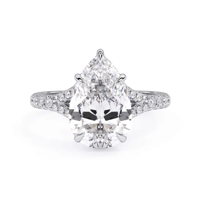 Rings deBebians Split Shank Diamond Pave Engagement Ring with Hidden Halo