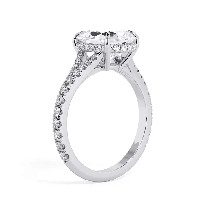 Rings deBebians Split Shank Diamond Pave Engagement Ring with Hidden Halo