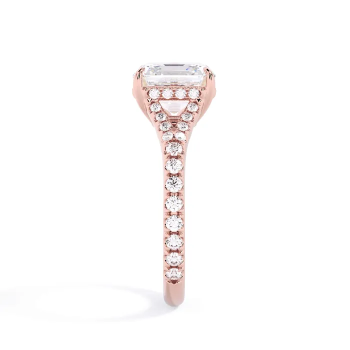 Rings deBebians Split Shank Diamond Pave Engagement Ring with Hidden Halo