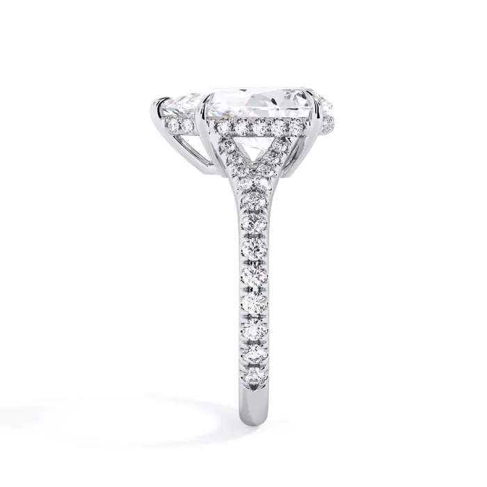 Rings deBebians Split Shank Diamond Pave Engagement Ring with Hidden Halo