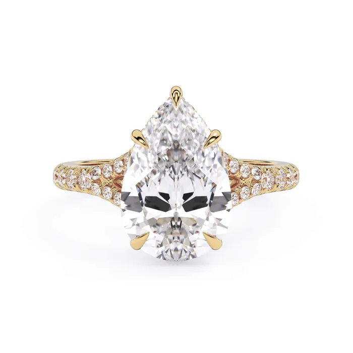 Rings deBebians Split Shank Diamond Pave Engagement Ring with Hidden Halo