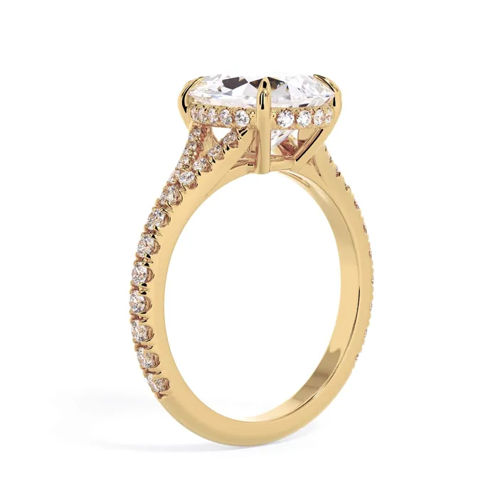 Rings deBebians Split Shank Diamond Pave Engagement Ring with Hidden Halo