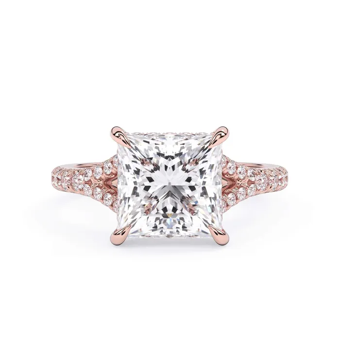 Rings deBebians Split Shank Diamond Pave Engagement Ring with Hidden Halo