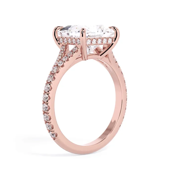 Rings deBebians Split Shank Diamond Pave Engagement Ring with Hidden Halo