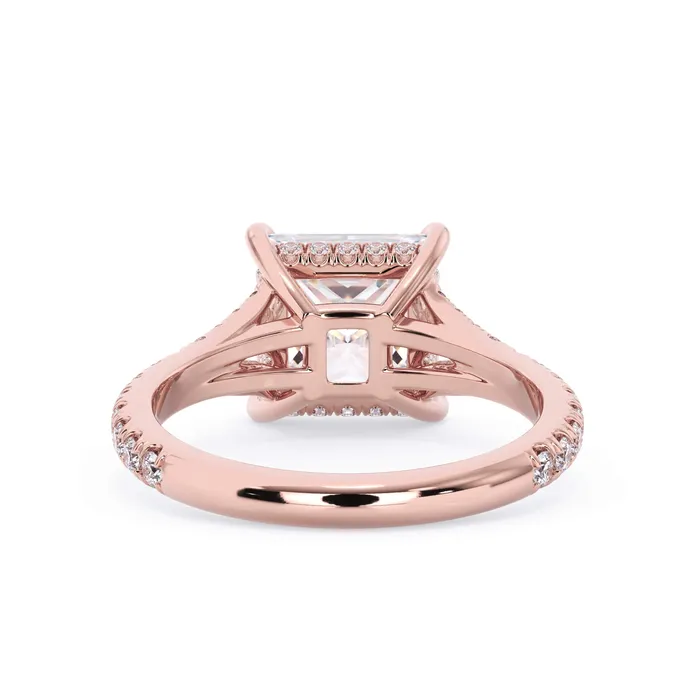 Rings deBebians Split Shank Diamond Pave Engagement Ring with Hidden Halo