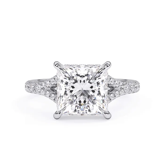 Rings deBebians Split Shank Diamond Pave Engagement Ring with Hidden Halo