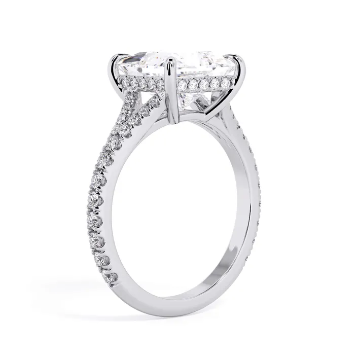 Rings deBebians Split Shank Diamond Pave Engagement Ring with Hidden Halo