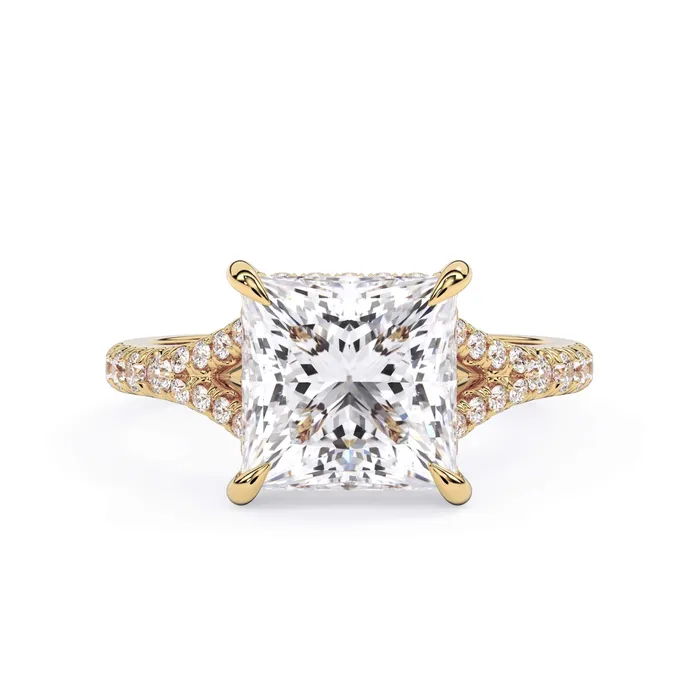 Rings deBebians Split Shank Diamond Pave Engagement Ring with Hidden Halo