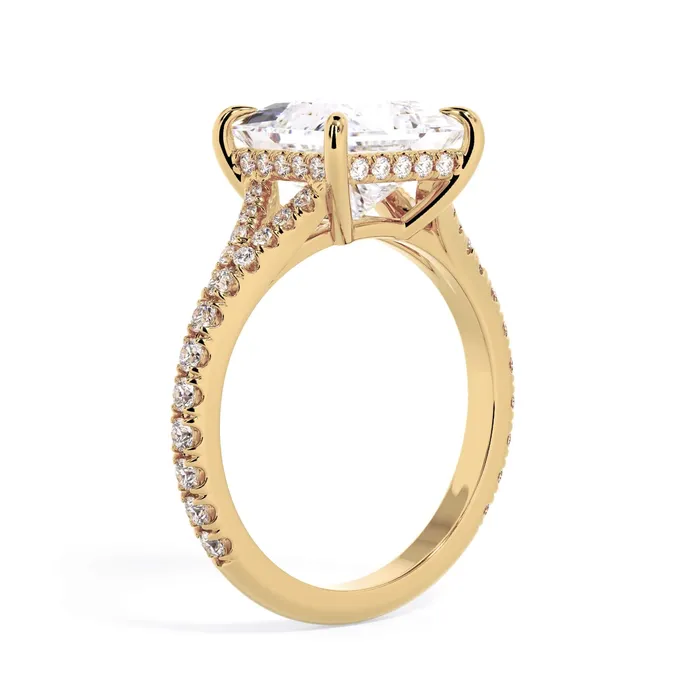 Rings deBebians Split Shank Diamond Pave Engagement Ring with Hidden Halo
