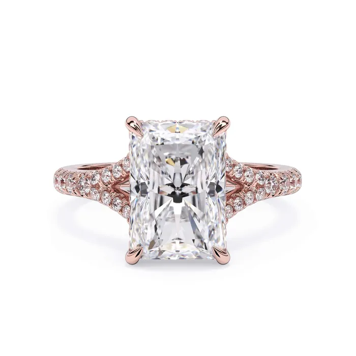Rings deBebians Split Shank Diamond Pave Engagement Ring with Hidden Halo