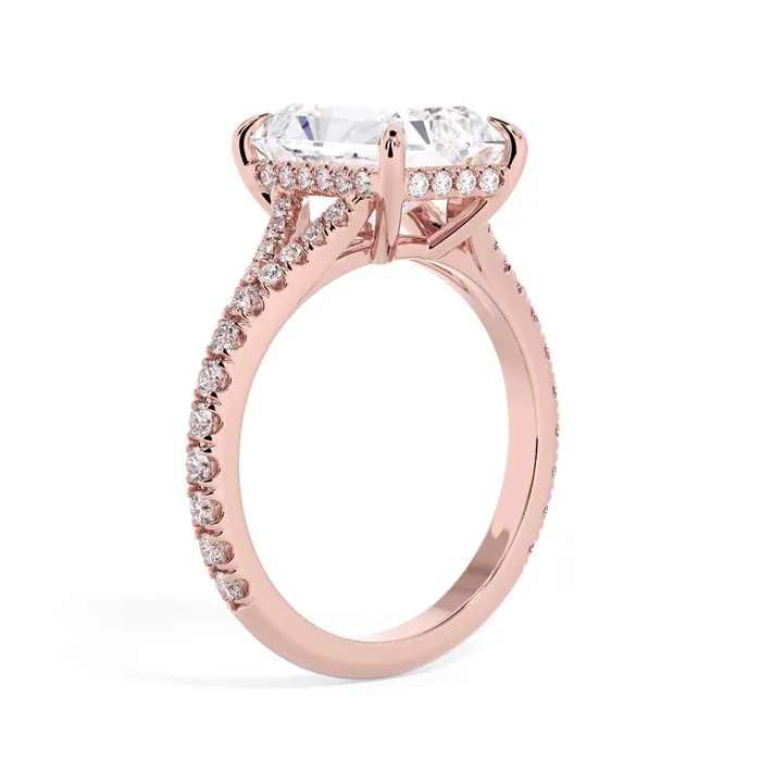 Rings deBebians Split Shank Diamond Pave Engagement Ring with Hidden Halo