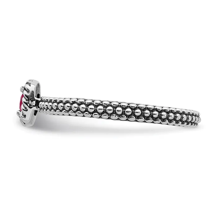 Rings Sterling Silver Stackable Expressions Checkercut Cr Ruby Antiqued Ring QSK747 Stackable Expressions