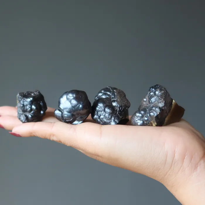 Satin Crystals Rings Hematite Ring Grounded Cluster Adjustable