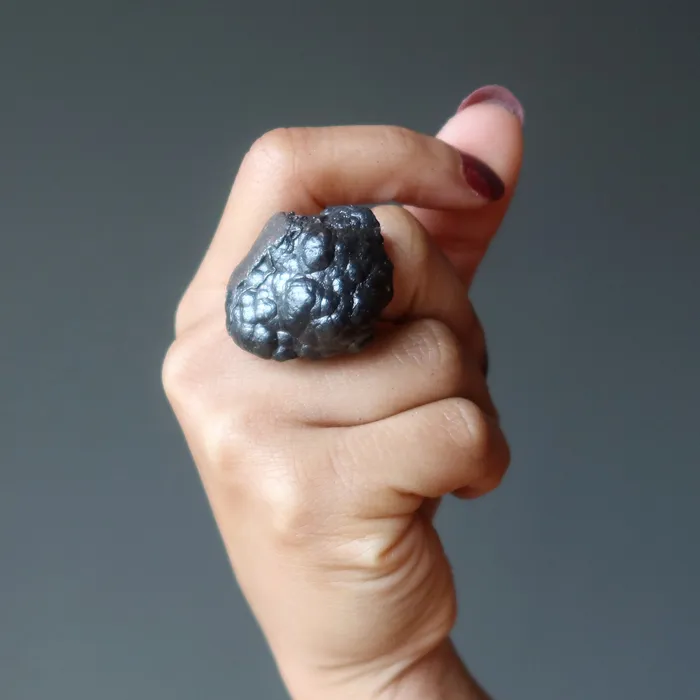 Satin Crystals Rings Hematite Ring Grounded Cluster Adjustable