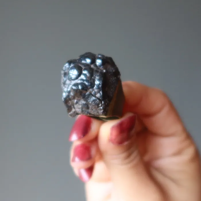Satin Crystals Rings Hematite Ring Grounded Cluster Adjustable