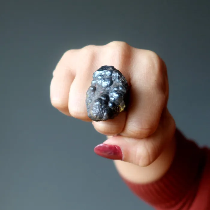 Satin Crystals Rings Hematite Ring Grounded Cluster Adjustable