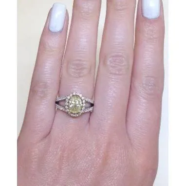 Split Shank Oval Yellow Diamond Engagement Ring deBebians Rings
