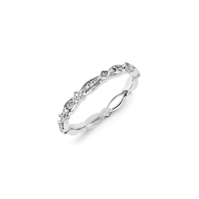 Stackable Expressions Rings Sterling Silver Rhodium Plated Diamond Stackable Ring QSK1070