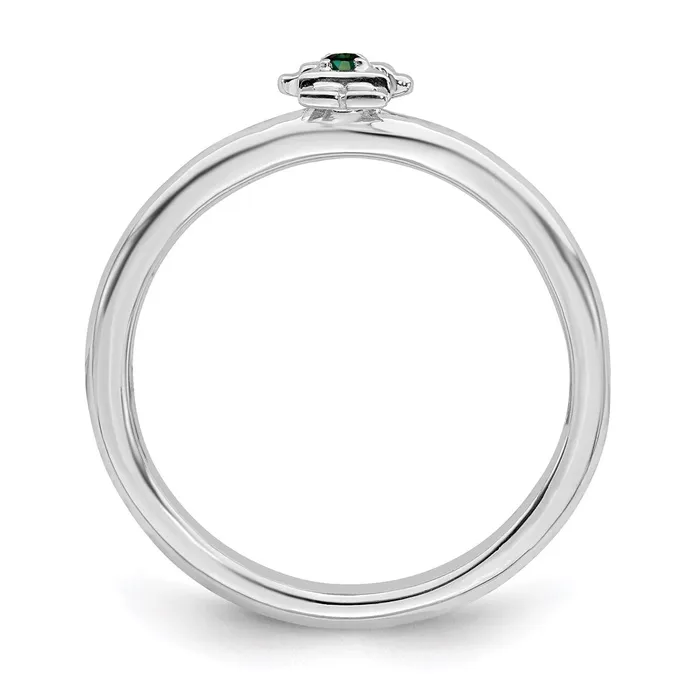 Stackable Expressions Sterling Silver Stackable Expressions Rhodium Cr Emerald Girl Ring QSK1927 Rings
