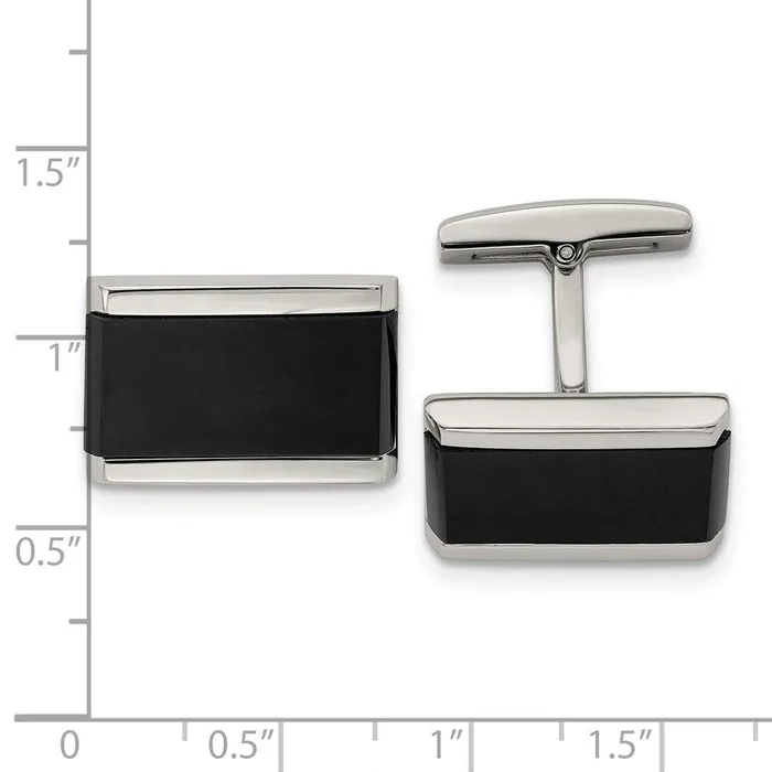 Stainless Steel Polished Black Onyx Rectangle Cufflinks Chisel Bracelets Stainless Steel Polished Black Onyx Rectangle Cufflinks Chisel Bracelets
