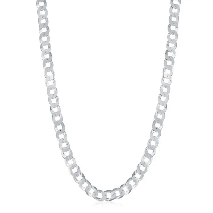 Sterling Silver Rhodium Plated 44mm Cuban Chain 22 Classic Rings