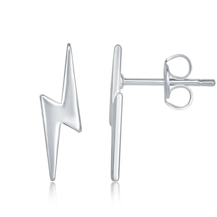 Sterling Silver Small Lightning Bolt Earrings Classic Earrings