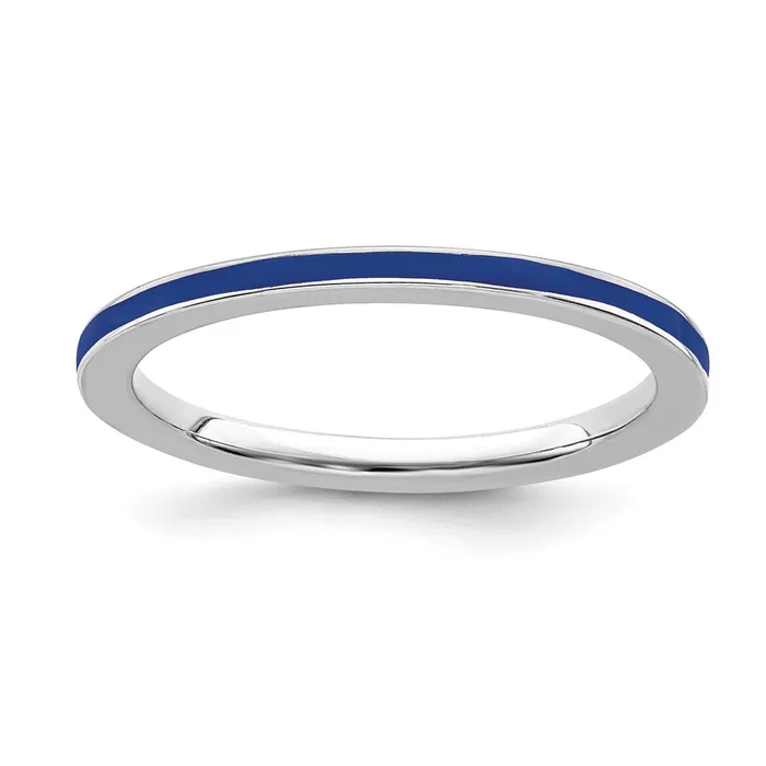 Sterling Silver Stackable Expressions Blue Enameled 15mm Ring QSK132 Stackable Expressions Rings