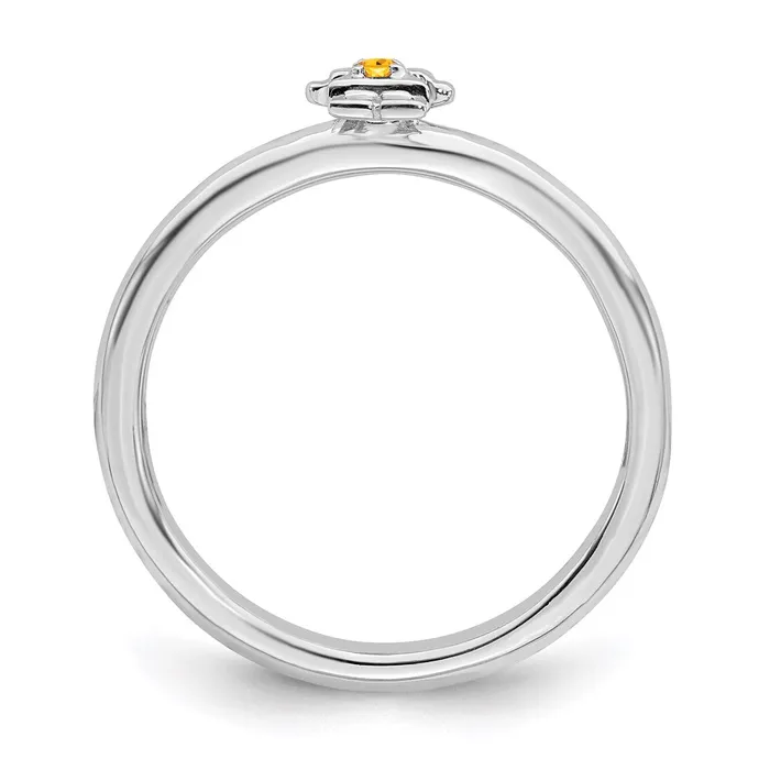 Sterling Silver Stackable Expressions Rhodium Citrine Girl Ring QSK1933 Stackable Expressions Rings