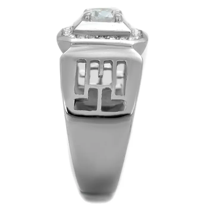 TK2046 High polished no plating Stainless Steel Ring with AAA Grade CZ in Clear Alamode Rings