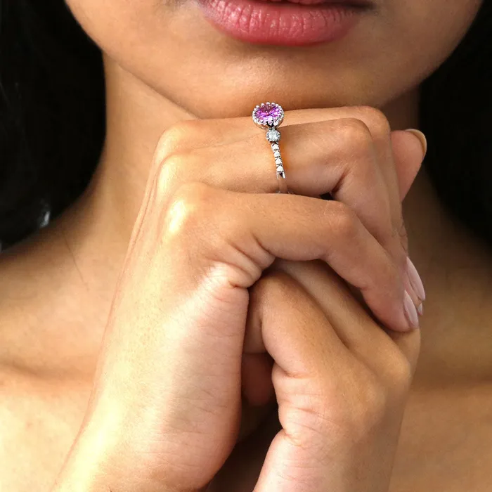 3Stone 12ct Purple Oval CZ Ring Set in Sterling Silver BERRICLE Rings