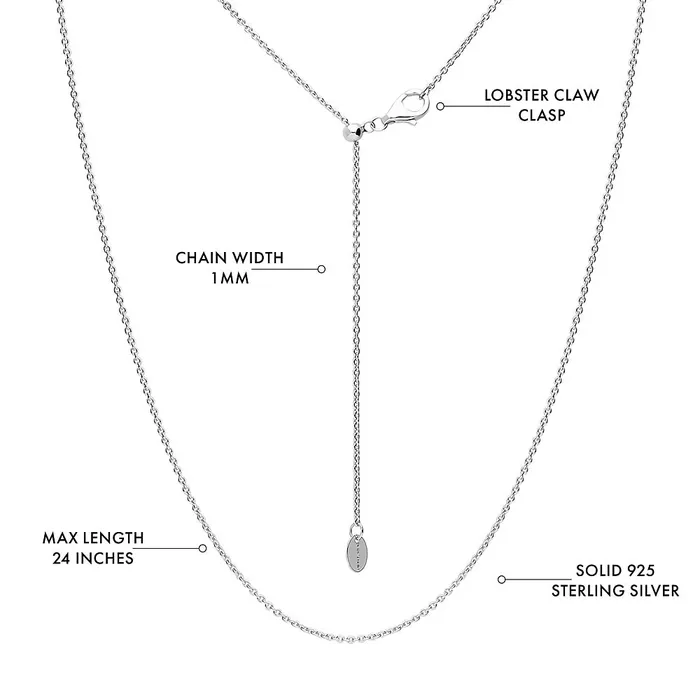 BERRICLE Adjustable Slider Chain Necklace in Sterling Silver 2 Piece Necklaces