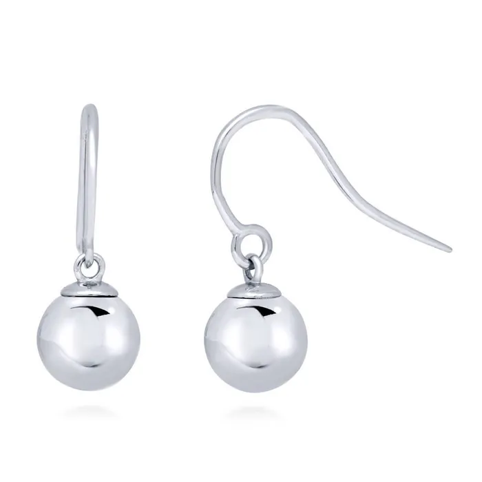 BERRICLE Earrings Bead Fish Hook Earrings in Sterling Silver