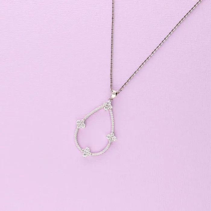 BERRICLE Earrings Flower Teardrop CZ Set in Sterling Silver