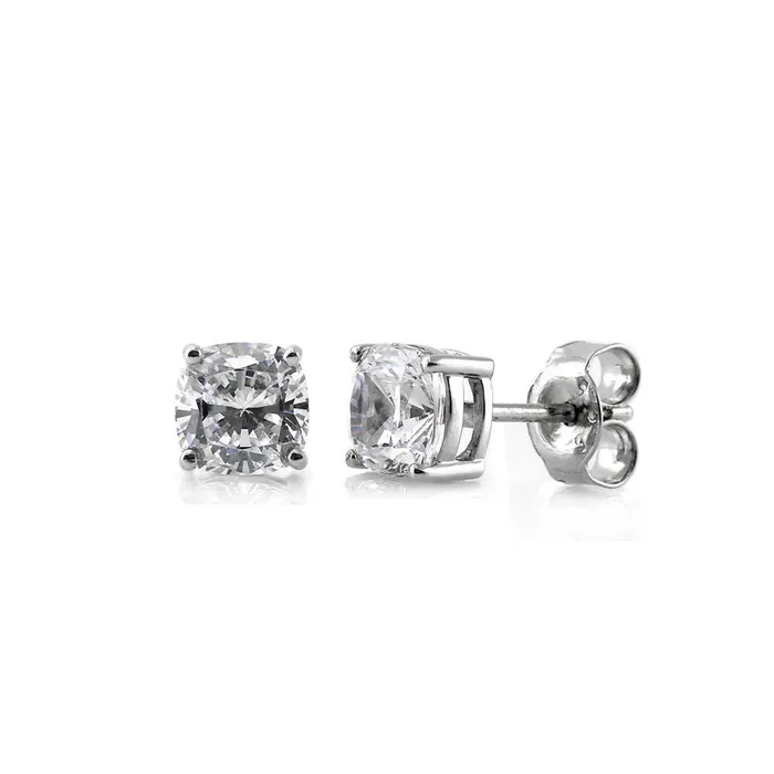 BERRICLE Earrings Solitaire Cushion CZ Set in Sterling Silver