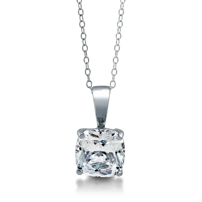 BERRICLE Earrings Solitaire Cushion CZ Set in Sterling Silver