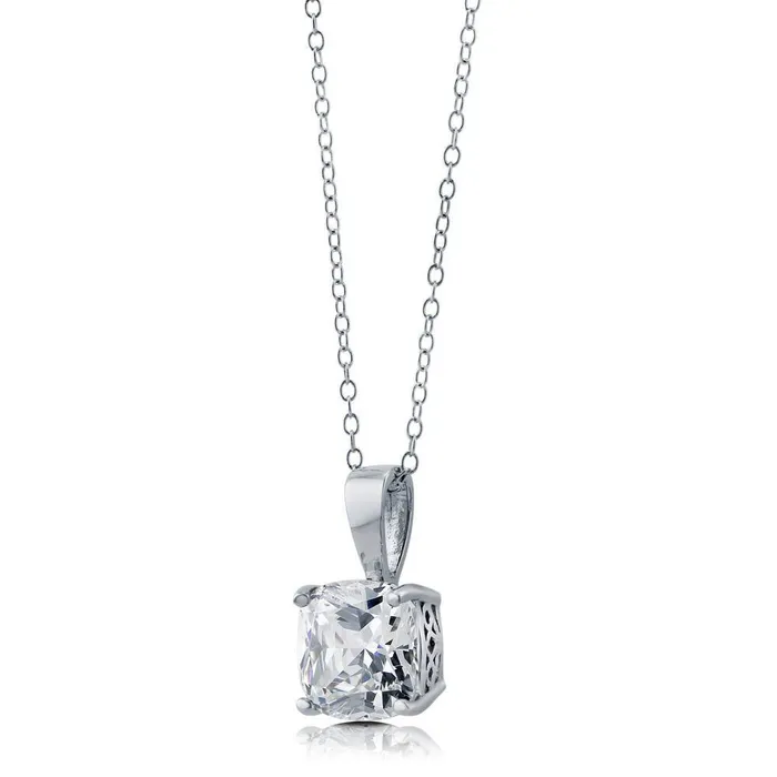 BERRICLE Earrings Solitaire Cushion CZ Set in Sterling Silver