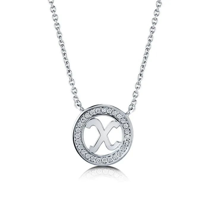 BERRICLE Necklaces Initial Letter CZ Necklace in Sterling Silver