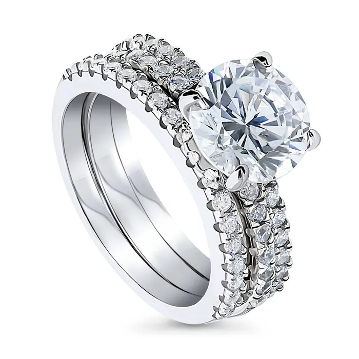 BERRICLE Rings Solitaire Hidden Halo 27ct CZ Ring Set in Sterling Silver