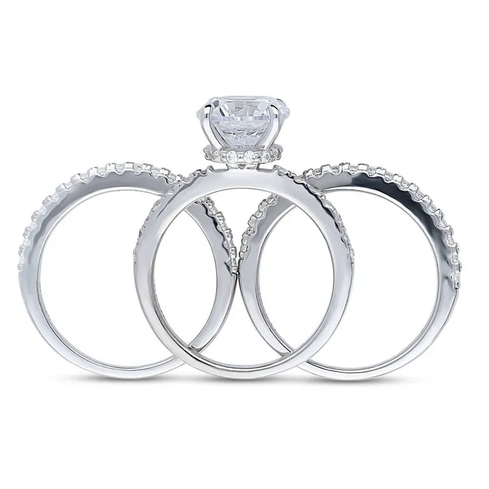 BERRICLE Rings Solitaire Hidden Halo 27ct CZ Ring Set in Sterling Silver
