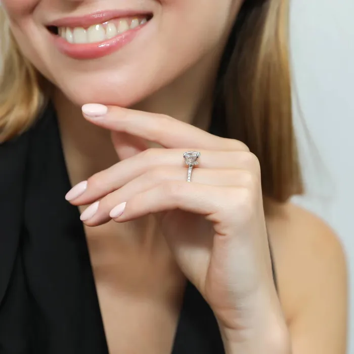 BERRICLE Rings Solitaire Hidden Halo 27ct CZ Ring Set in Sterling Silver