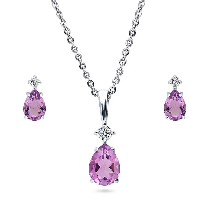 BERRICLE Rings Solitaire Pear Cut Set in Sterling Silver